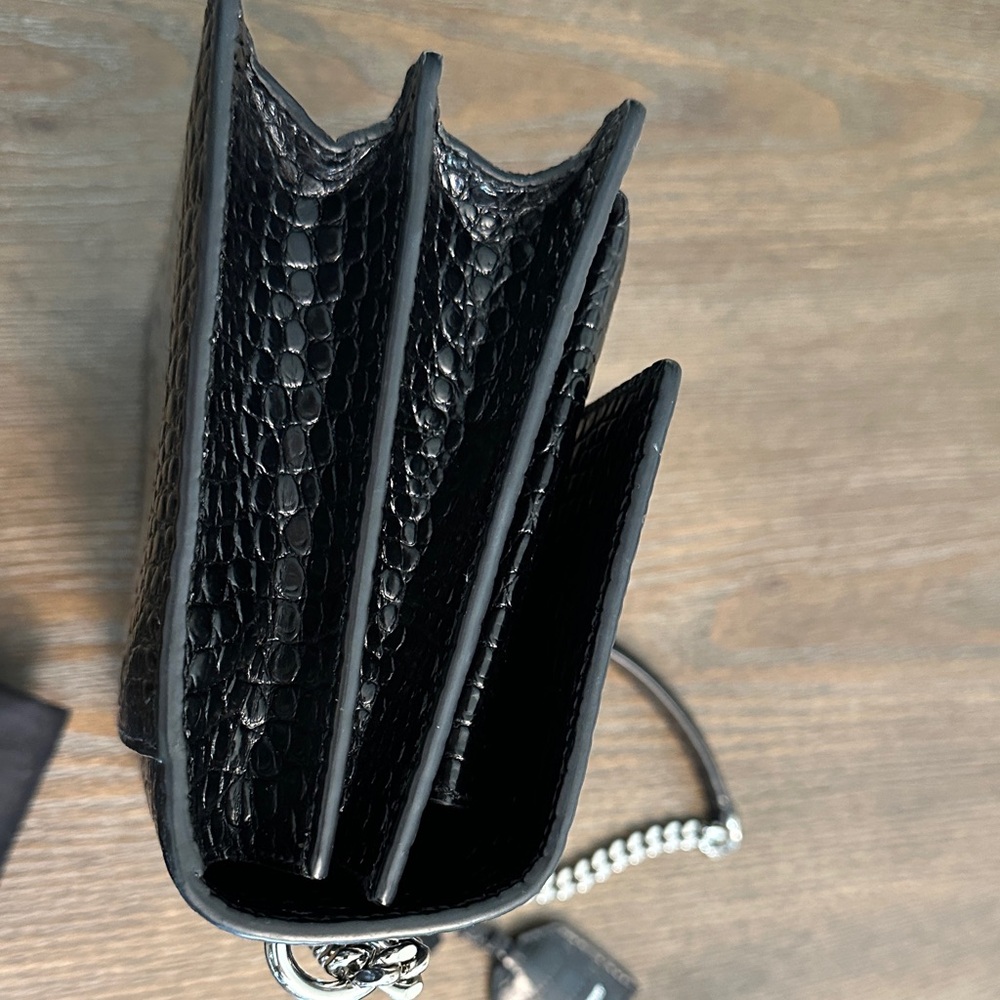 Saint Laurent Black Croc-Embossed sunset medium bag . - Picture 4 of 13
